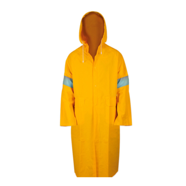 ⁠Impermeable amarillo gabardina con bandas reflectivas. FT-1-4249R