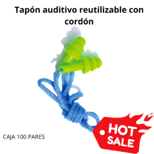 Tapón auditivo reutilizable con cordón